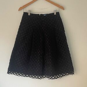J McLaughlin Black Eyelet Skirt A Line Pleated Layered